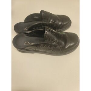 Clarks Leather Mules Clogs Shoes‎ Black Braided Detail Size 7M